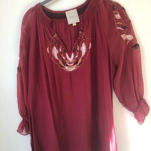 This red silk top from Sailana is so cute!